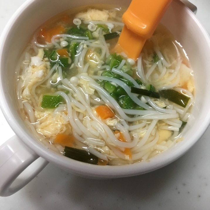 離乳食完了期☆オクラとニラ玉の素麺(*^^*)